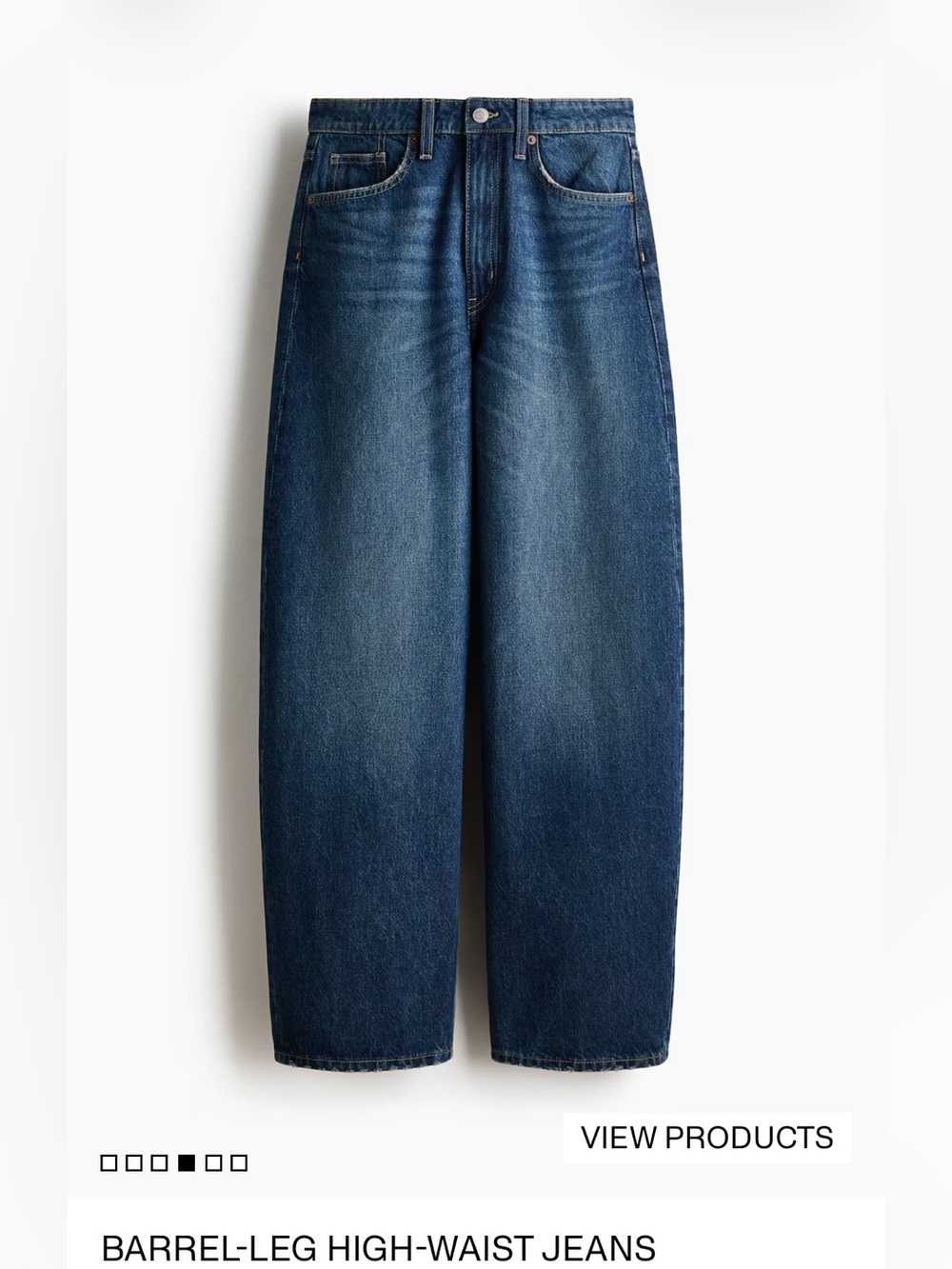 H&M Barrel-Leg High-Waist Jeans Dark Blue